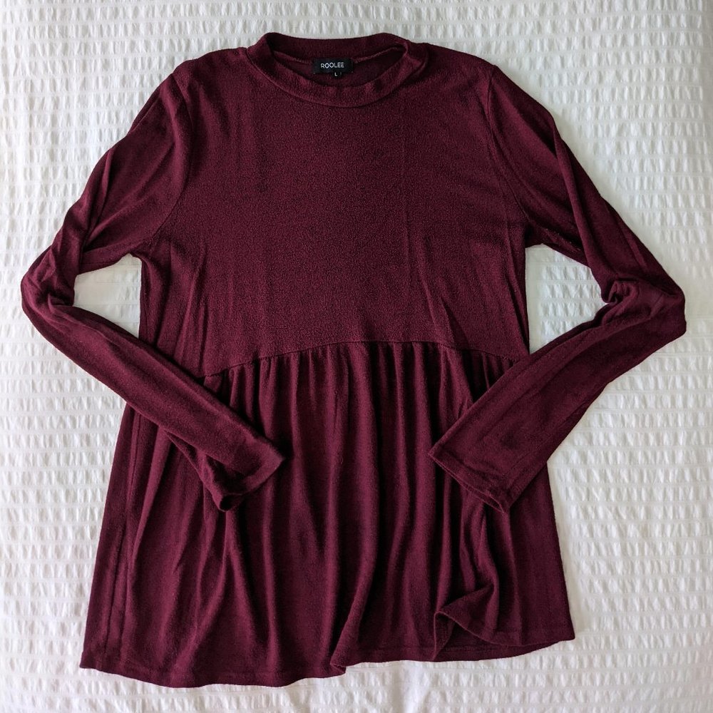 ROOLEE MAROON PEPLUM TEE